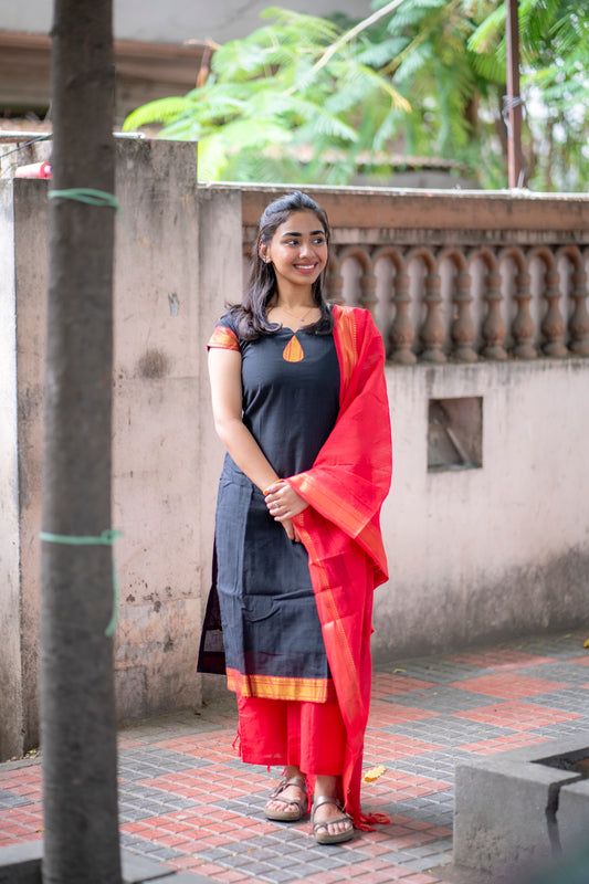 AL 515 Mangalagiri Kurta set with dupatta (with lining)