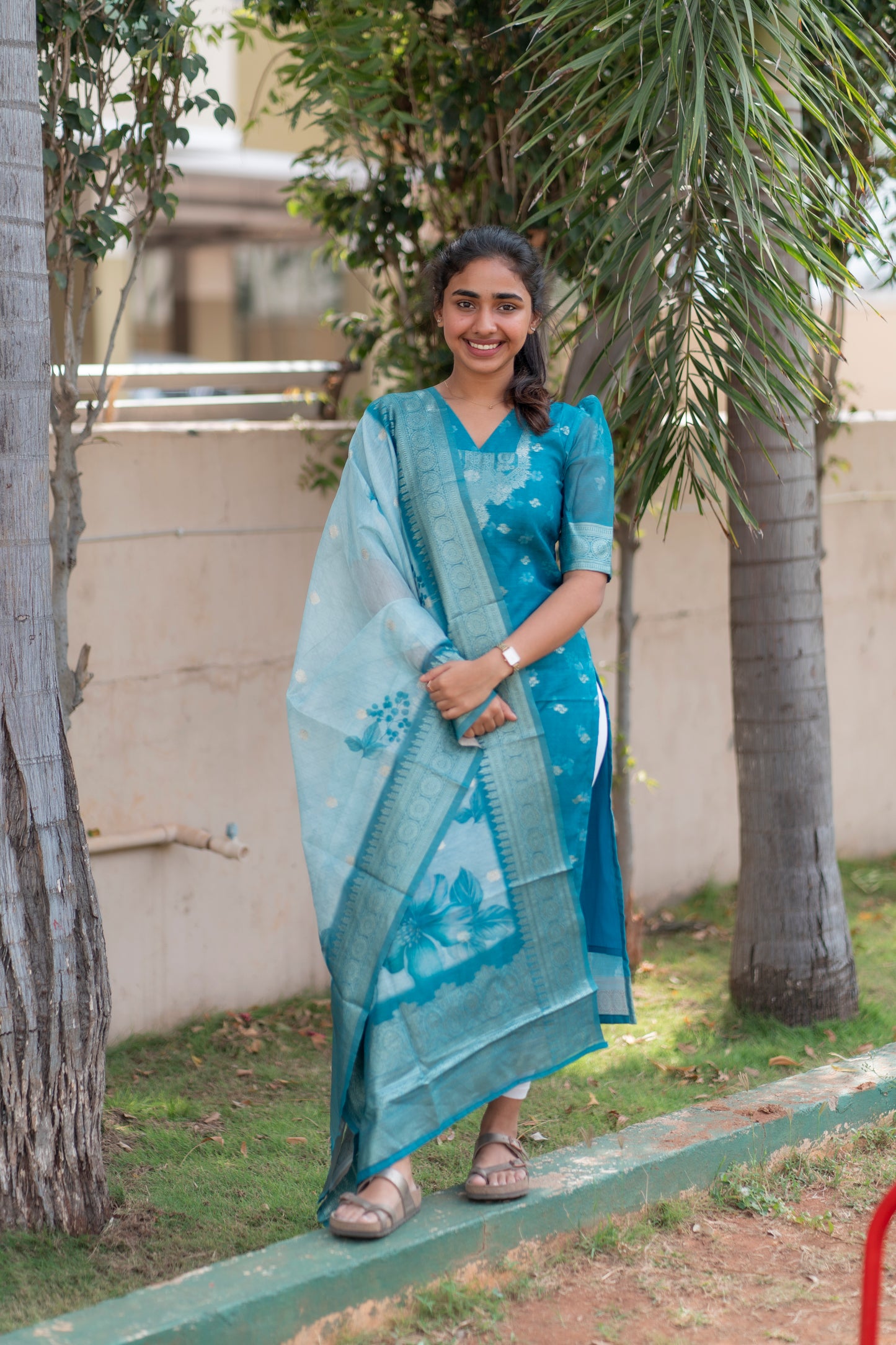 Chanderi kurti with duppatta