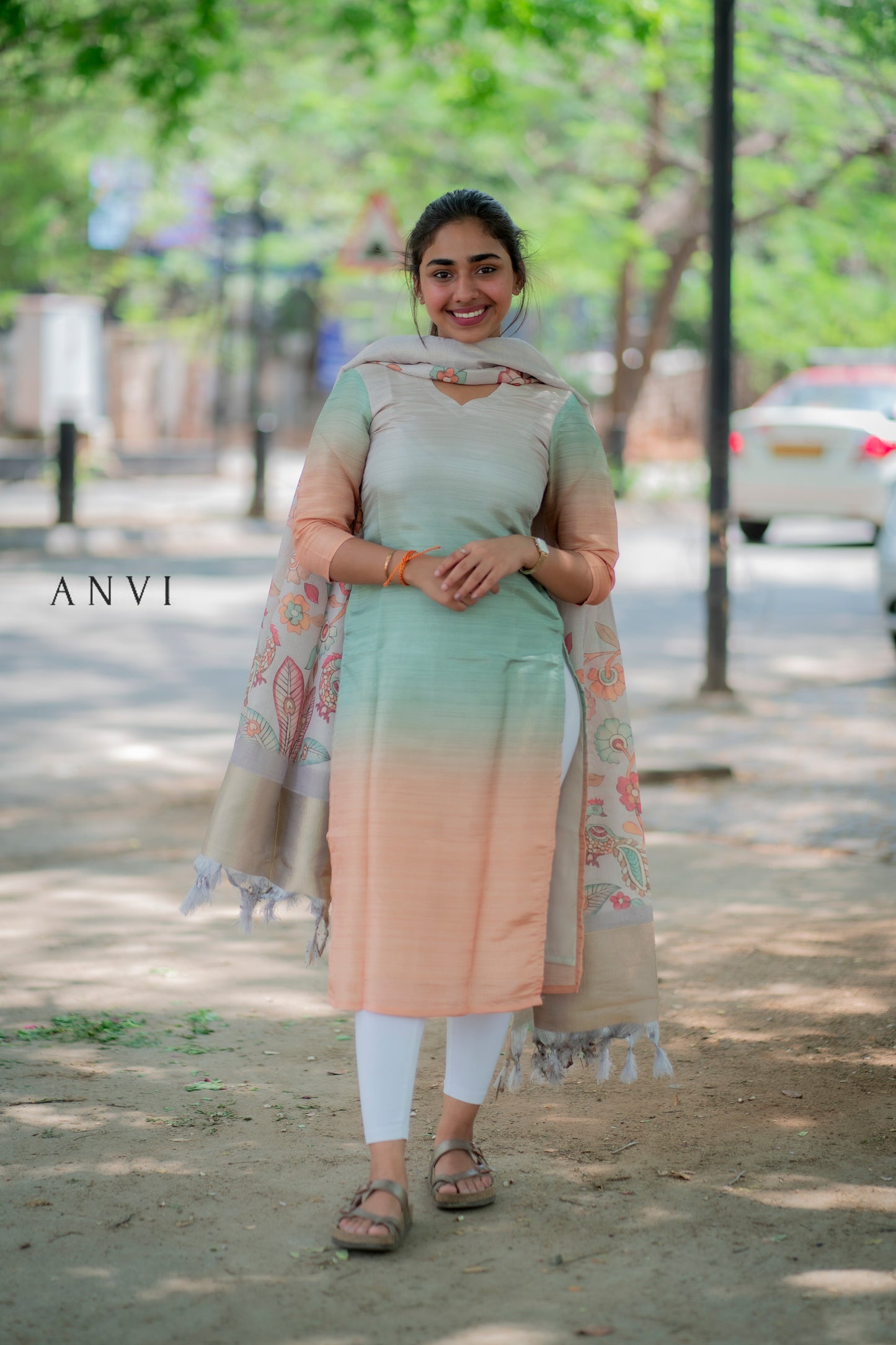 AL 409 Premium ombre Crush tissue kurti with duppatta