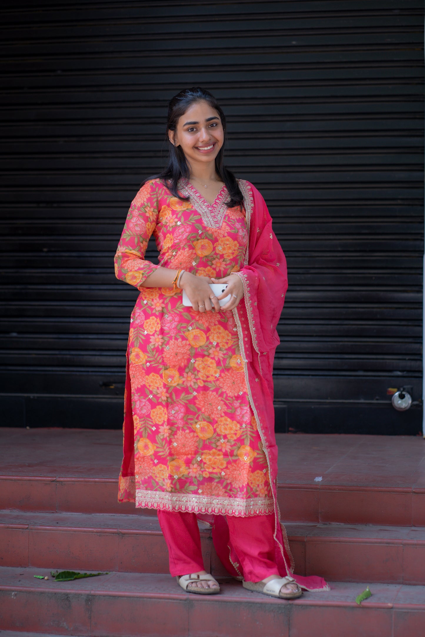 AL 488 Premium Chiffon suit with lace detailing (with lining)