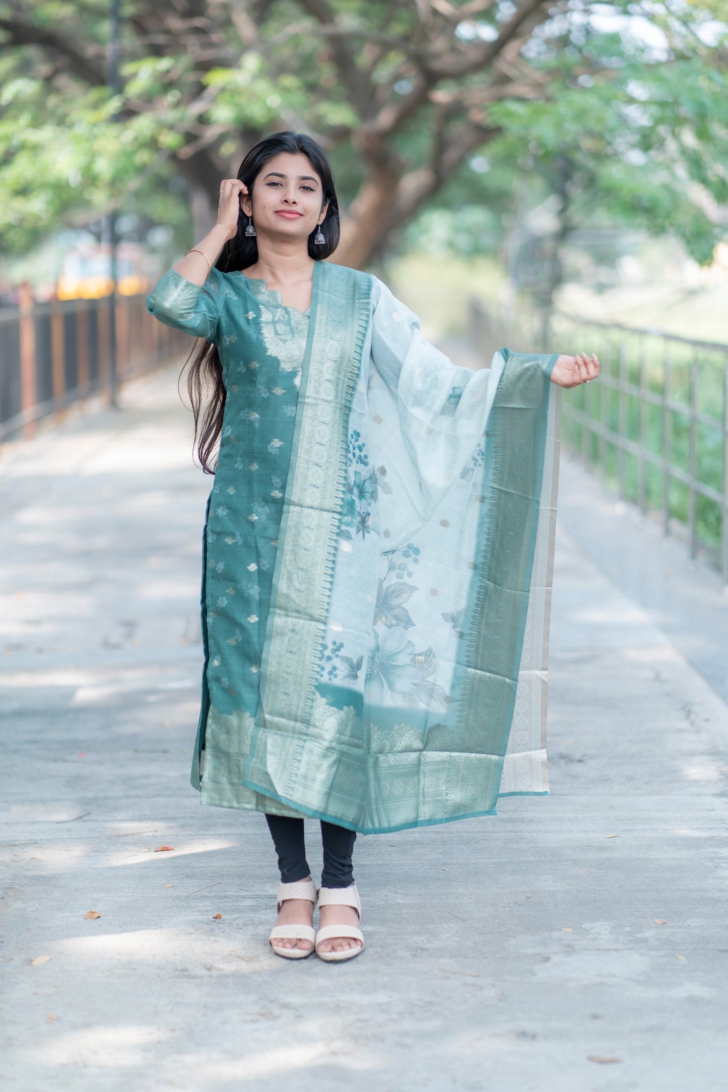 AL 352 Chanderi kurti with duppatta