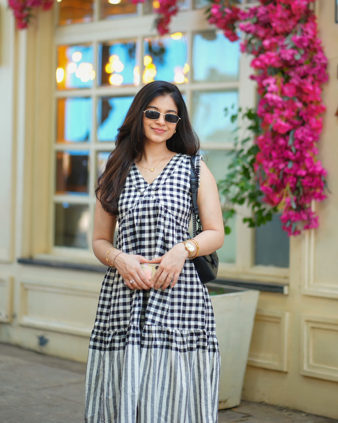 AL 437 Black Checked Maxi with lining