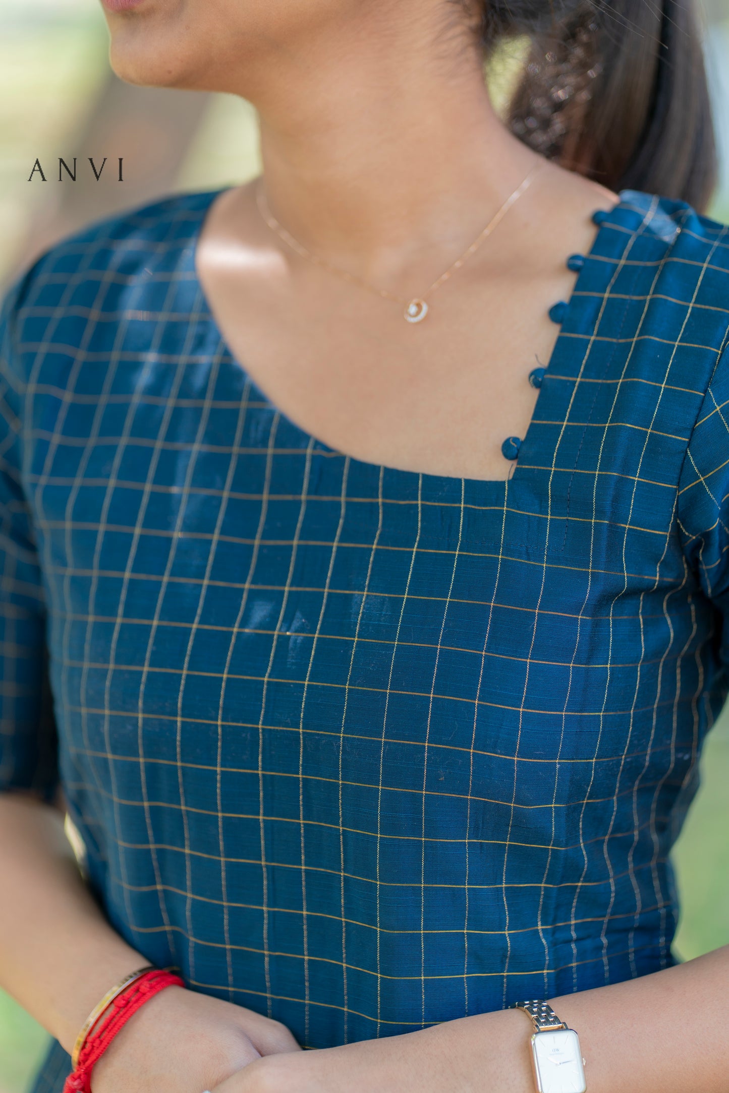 AL 424 Raw silk checked co ords with lining