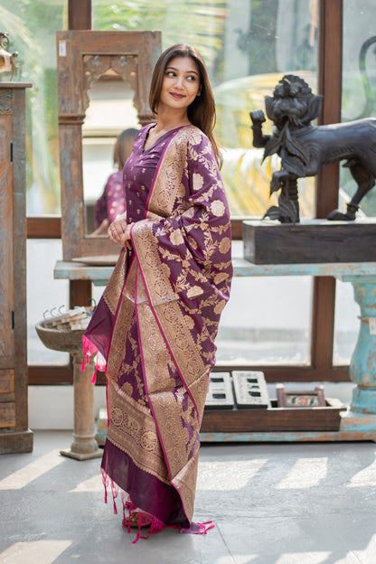 AL 608 Premium Katan 3 piece Silk suit set (with lining)