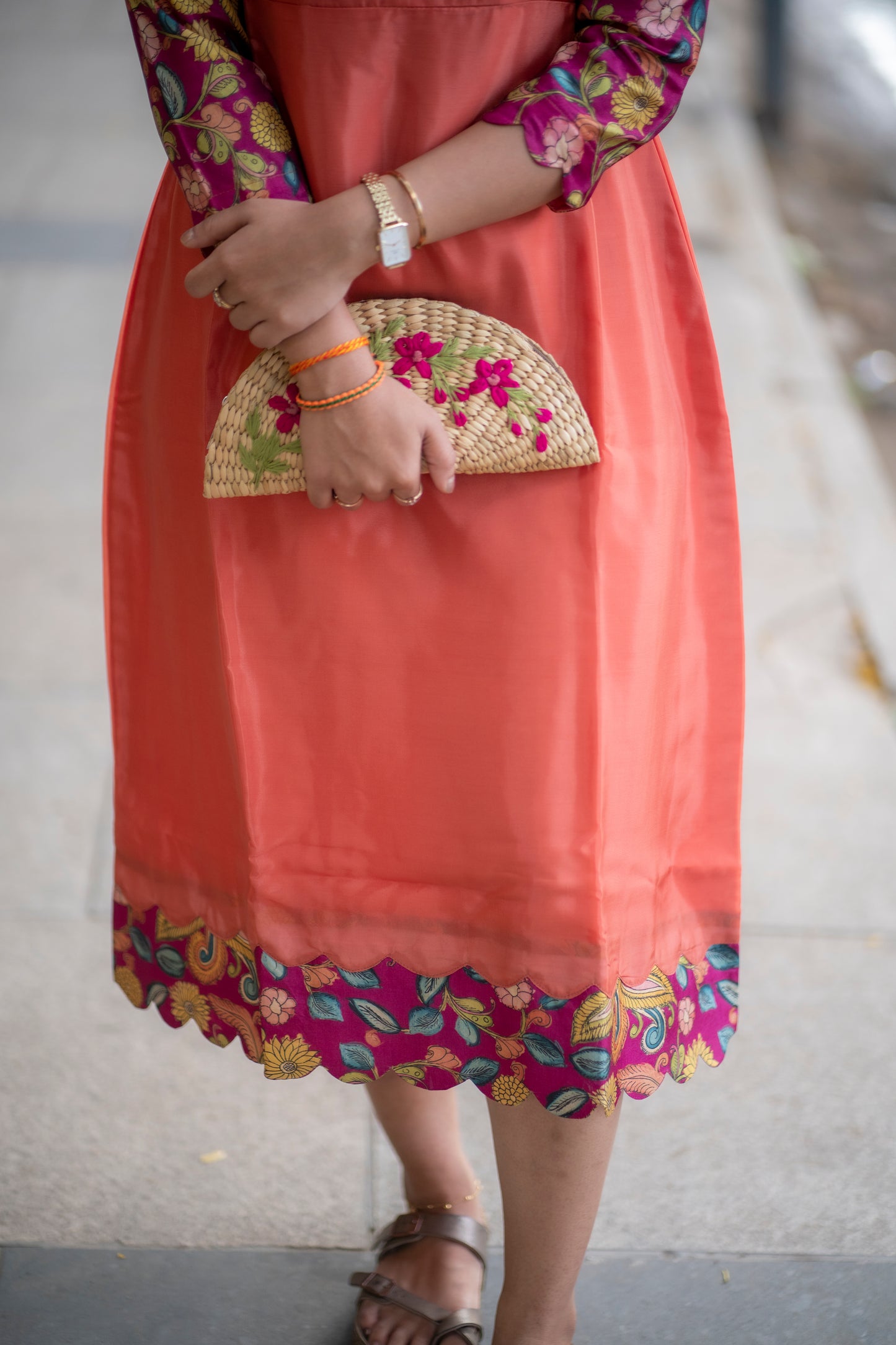 AL 500 Silk maxi with kalamkari patch with lining