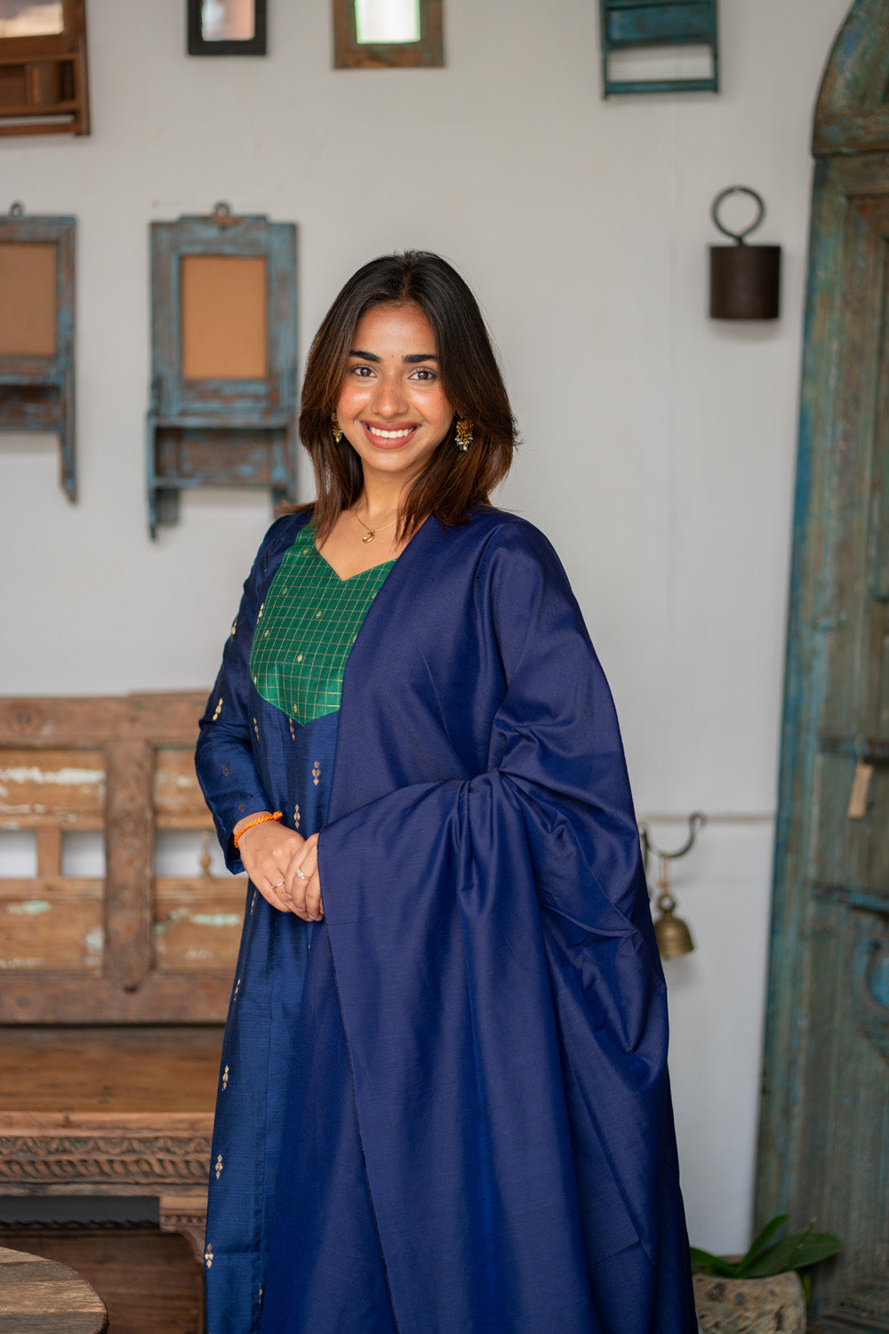 AL 611 Raw silk Anarkali with dupatta (with lining)