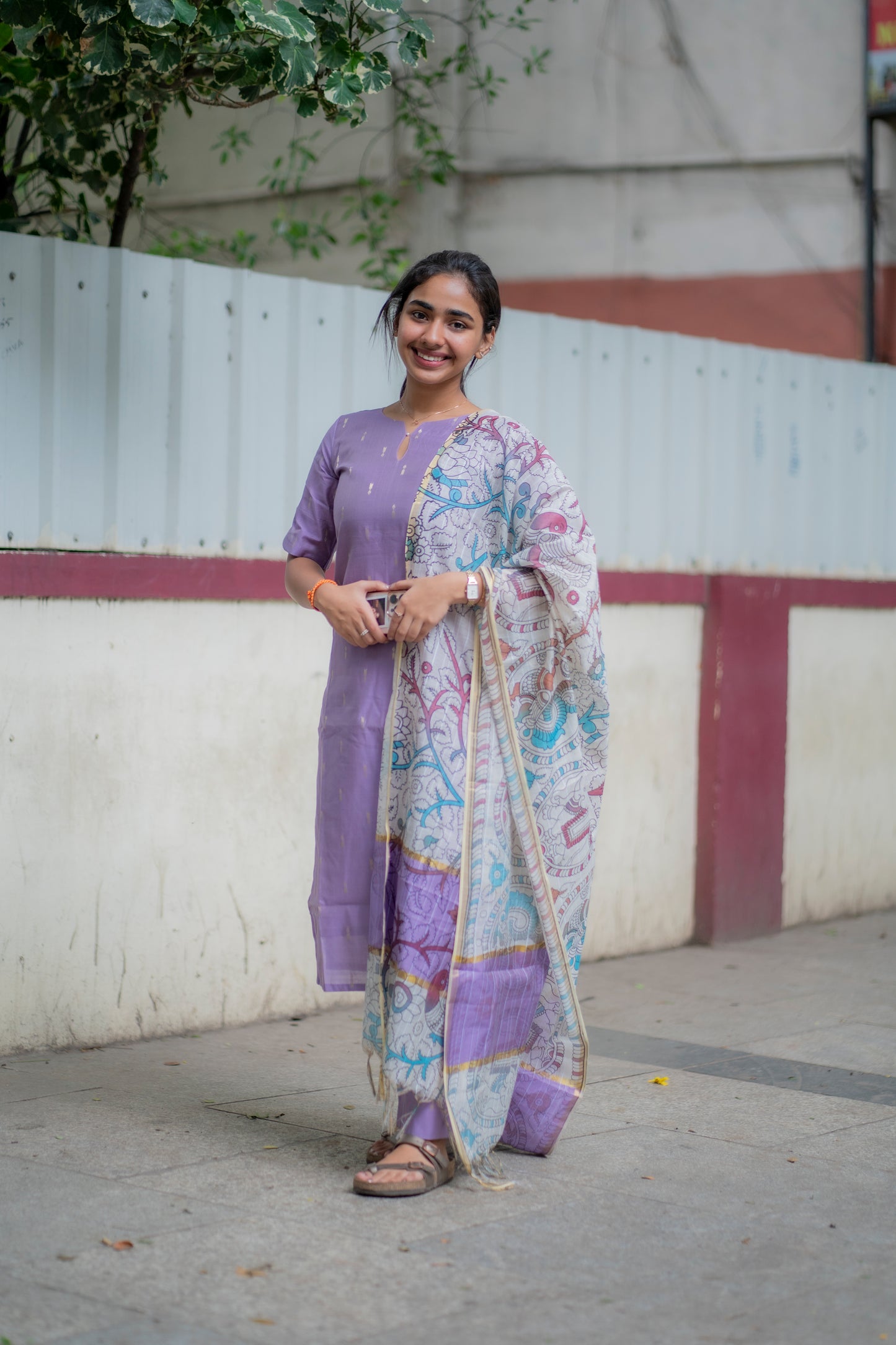 AL 453 Raw silk co ords with kalamkari dupatta