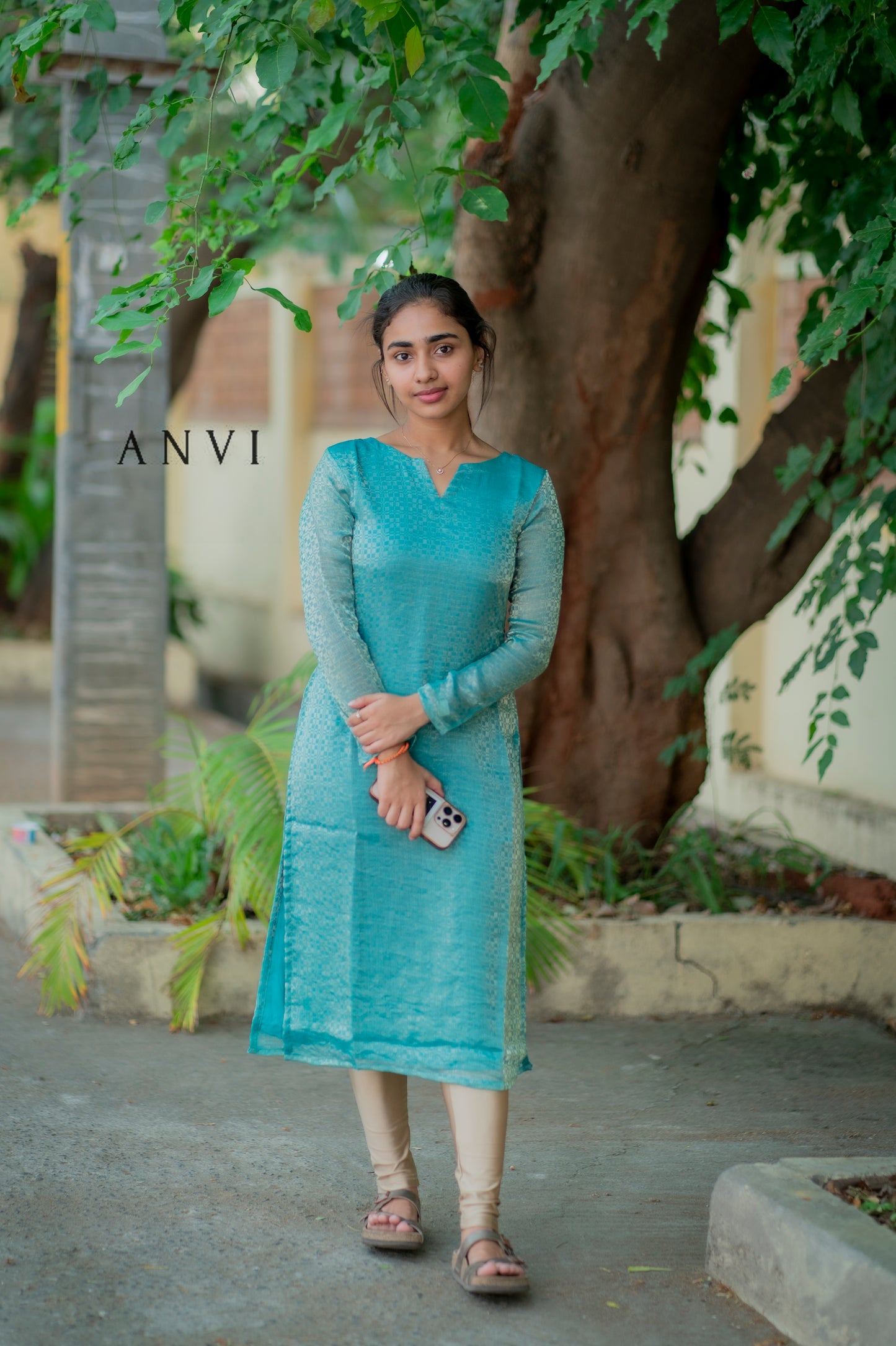 AL 446 Glass Tissue kurti with lining