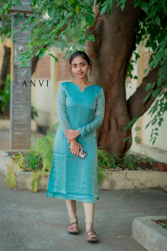 AL 446 Glass Tissue kurti with lining