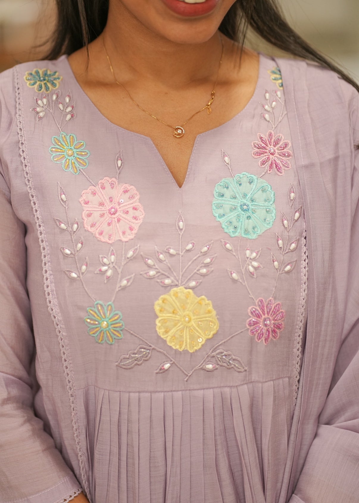 AL 537 Cotton Kurta set with embroidery neck detailing with duppatta (without lining)