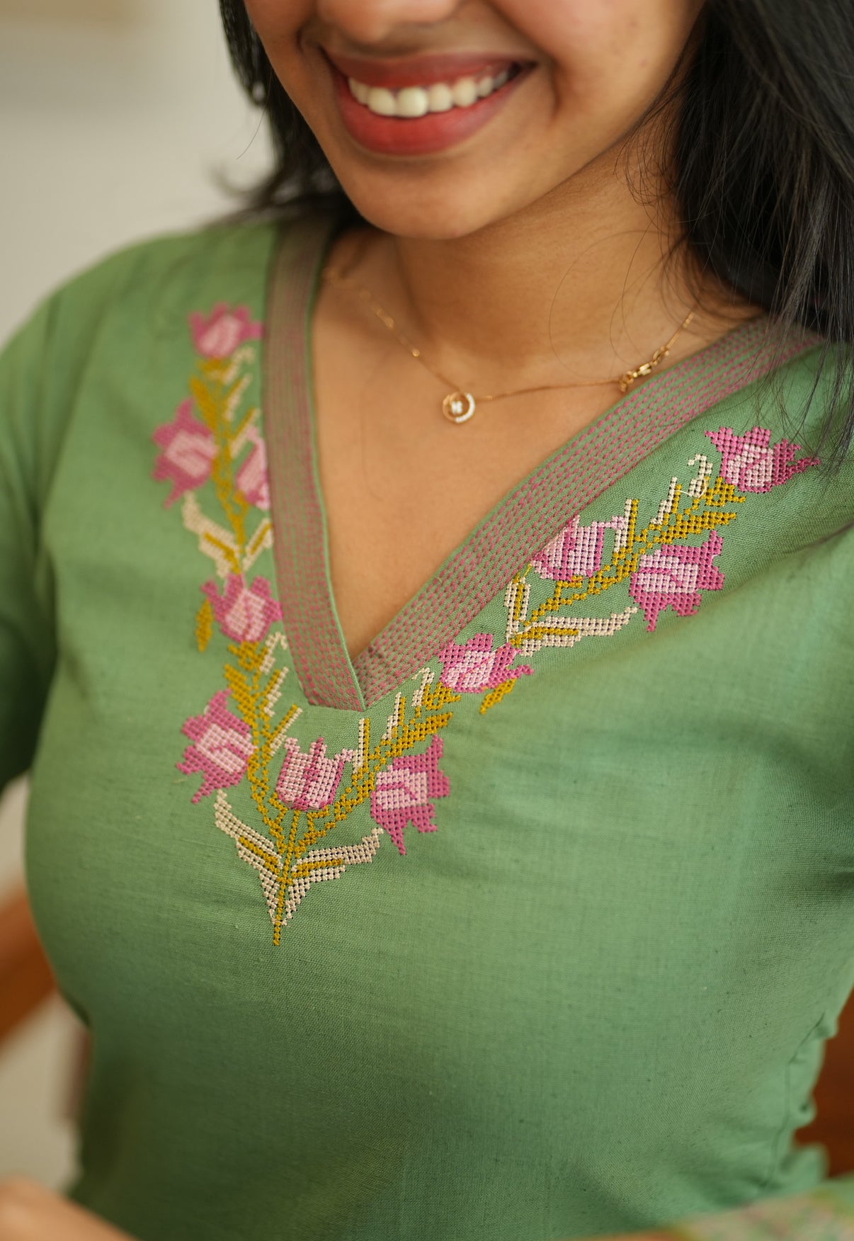 AL 525 Cotton co ords with thread embroidery (without lining)