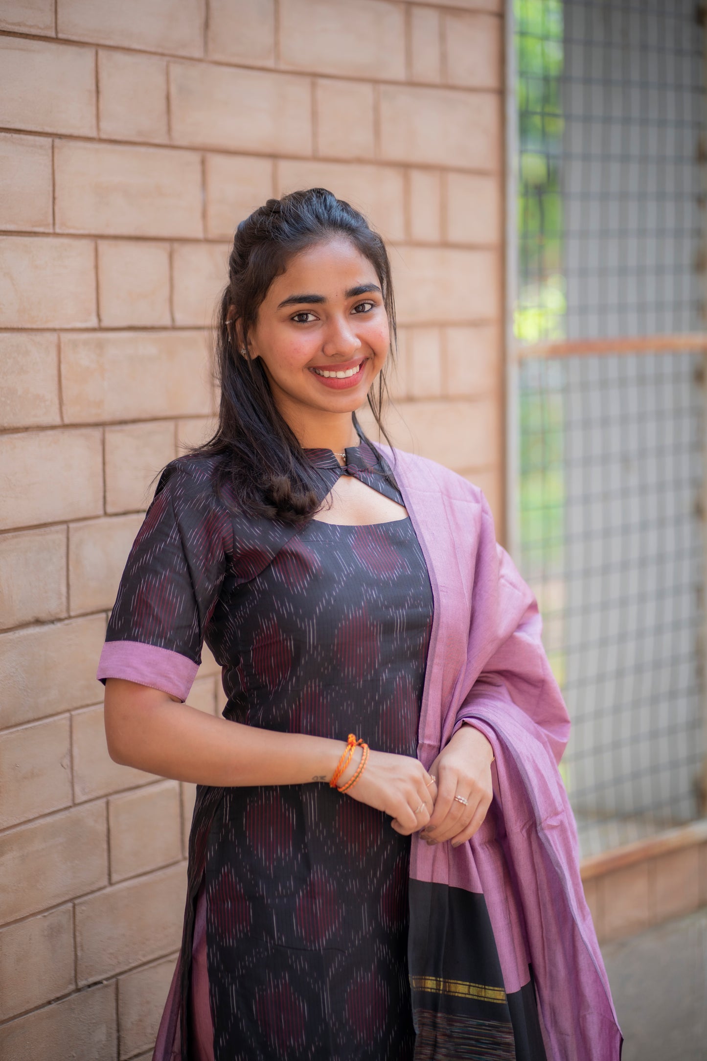 AL 513 Ikkat silk suit with dupatta (with lining)