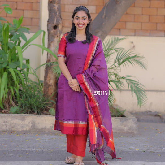 AL 489 Maheshwari Silk Suit with duppatta (with lining)