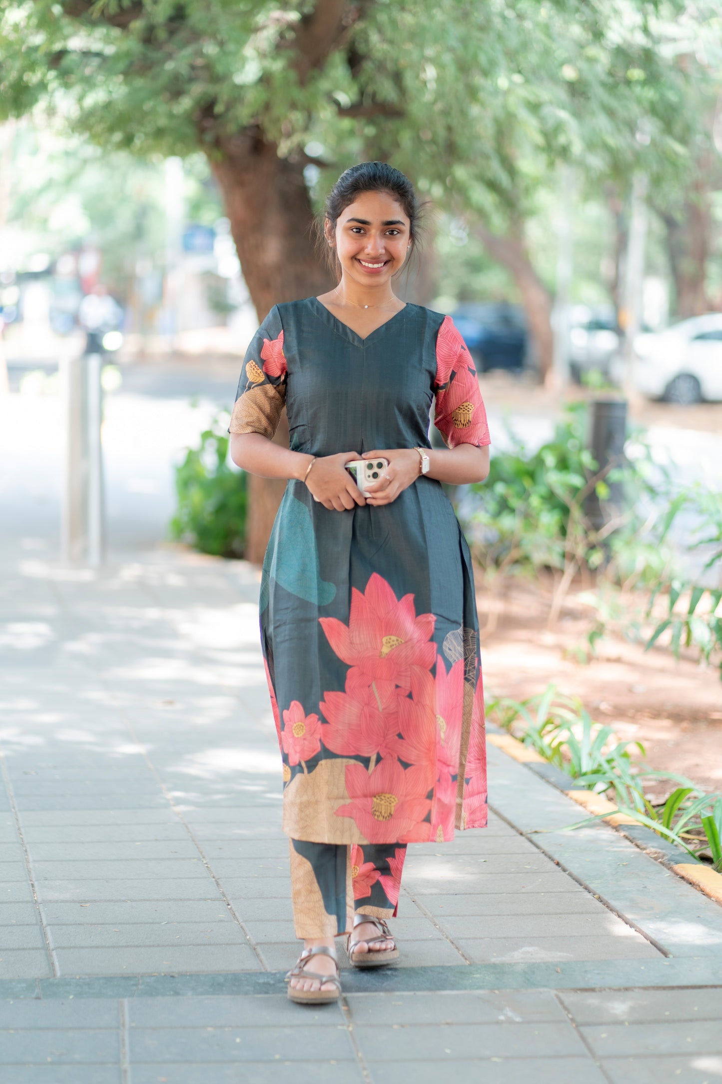 AL 341 Semi tussar co ords with lining