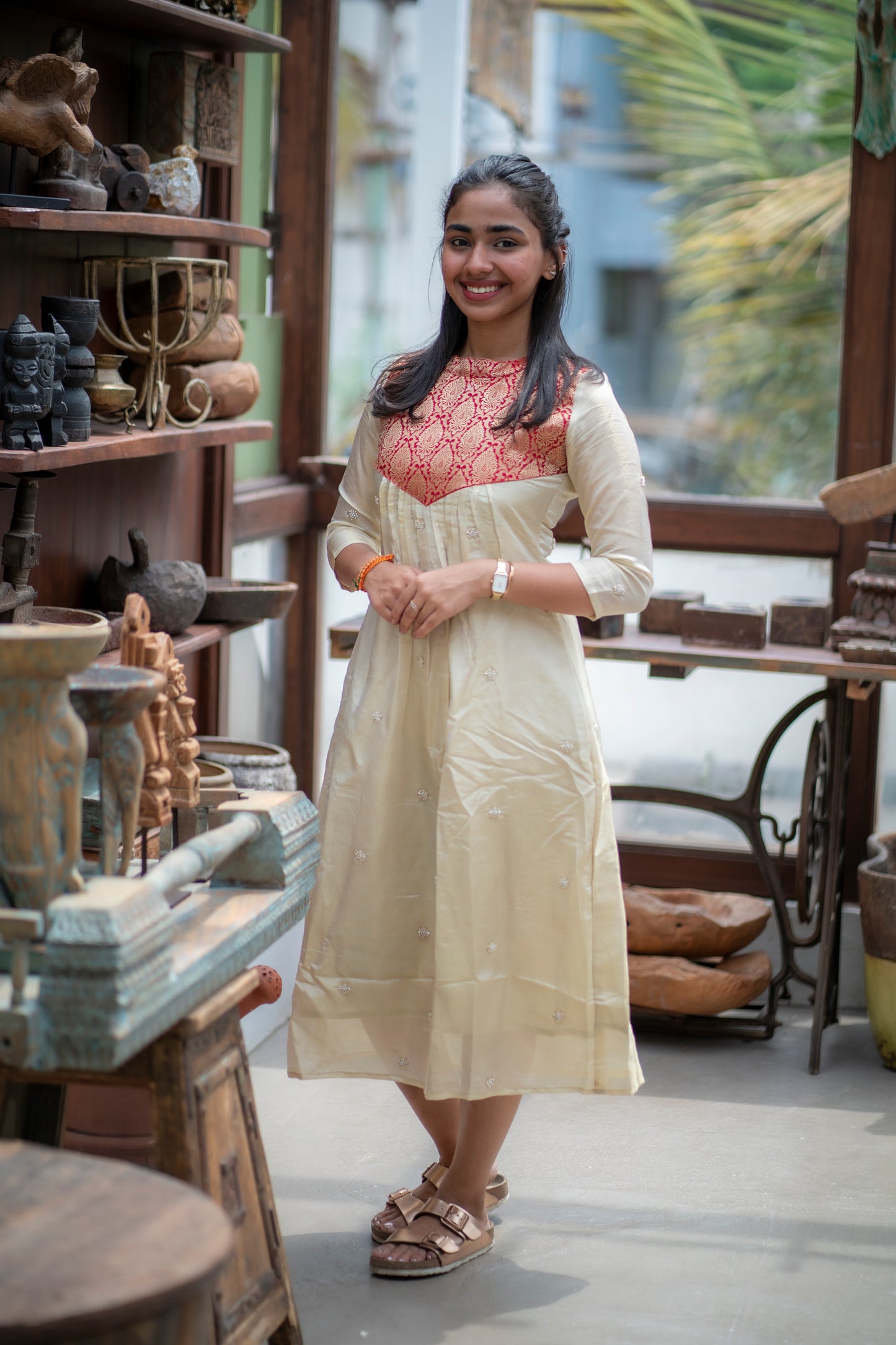 AL 503 Jimmichoo maxi with banaras patch with lining