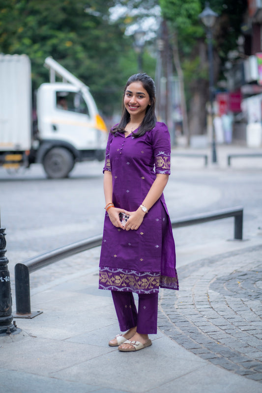 AL 469 Raw silk Co ords with jamdhani border