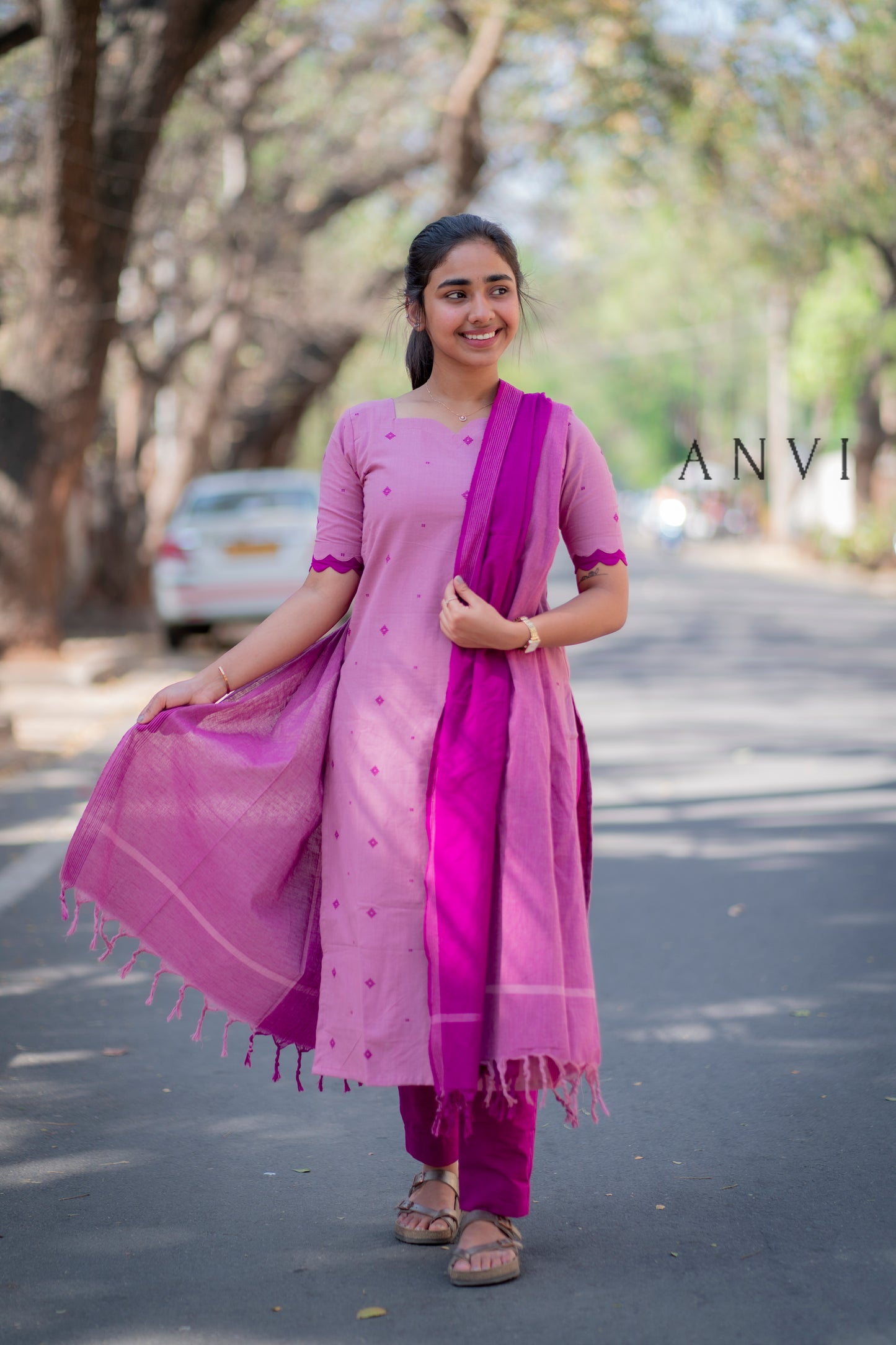 AL 389 Cotton kurta set with duppatta (with lining)