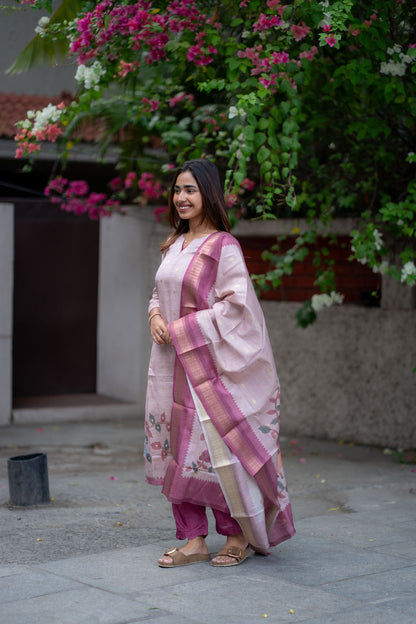 AL 581 semi tussar kurta set with dupatta (with lining)