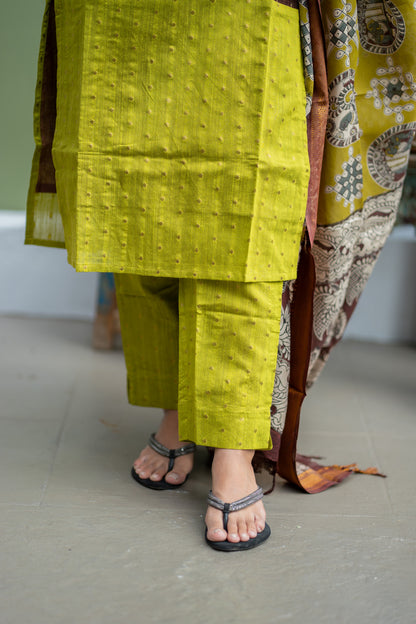 AL 610 Raw silk set with Kalamkari dupatta (with lining)