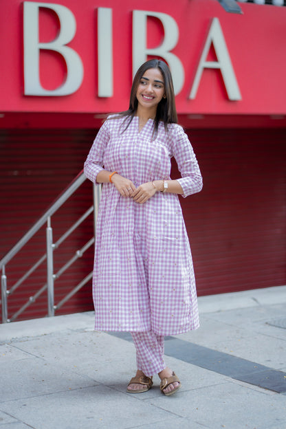 AL 584 cotton checks co ords with lining