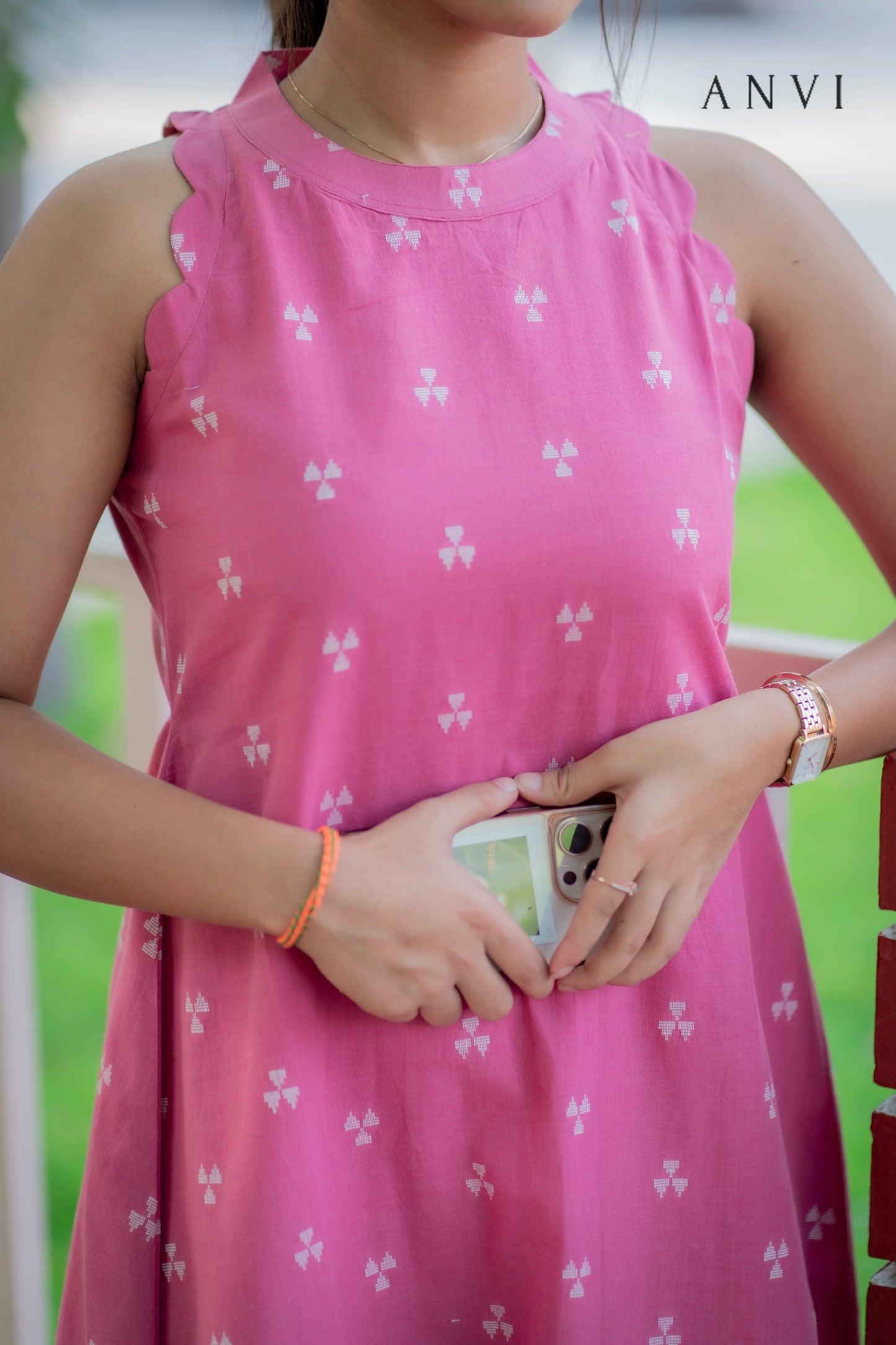 AL 440 Cotton maxi with scallop detailing (with lining )