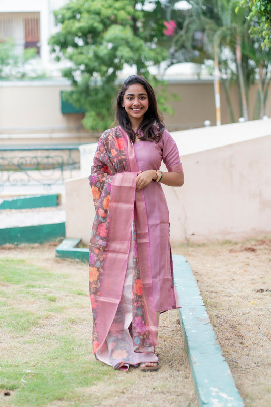 AL 310 Tissue silk kurti with dupatta