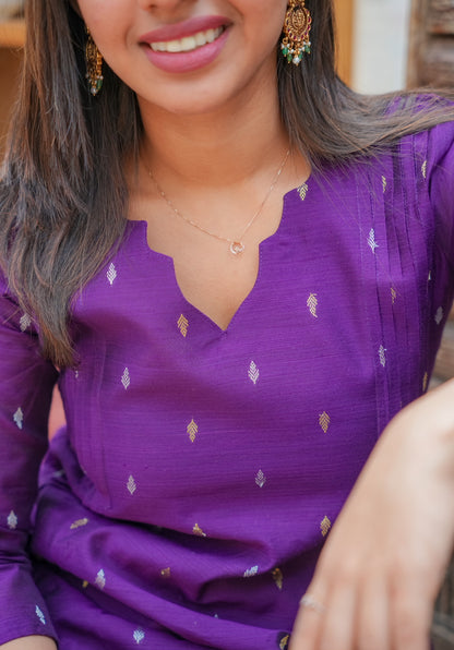AL 545 Raw silk A line kurti with lining ( No dupatta )