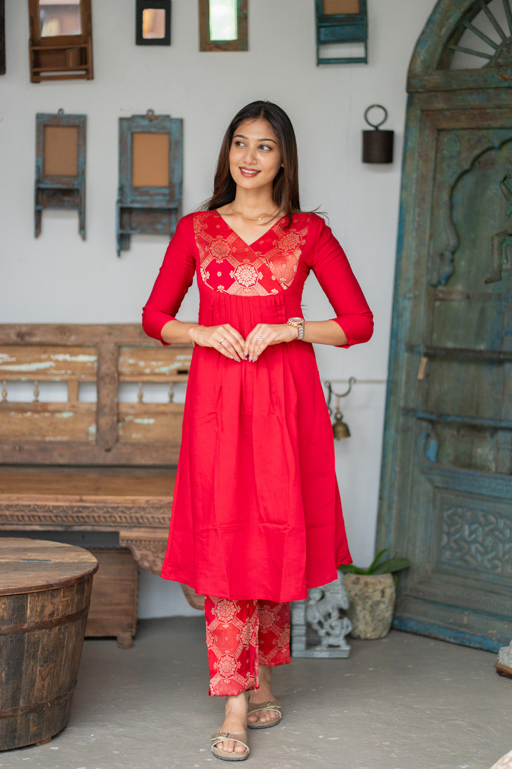 AL 617 Co ords with banaras patch (with lining)