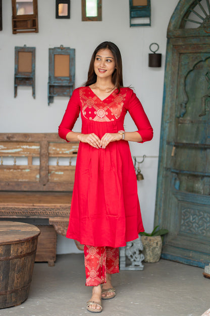 AL 617 Co ords with banaras patch (with lining)
