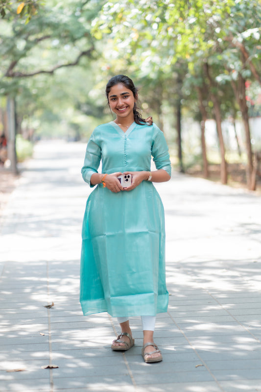 Premium Tissue A line kurti with lining