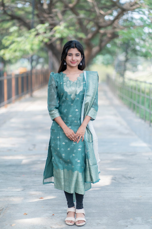 AL 352 Chanderi kurti with duppatta