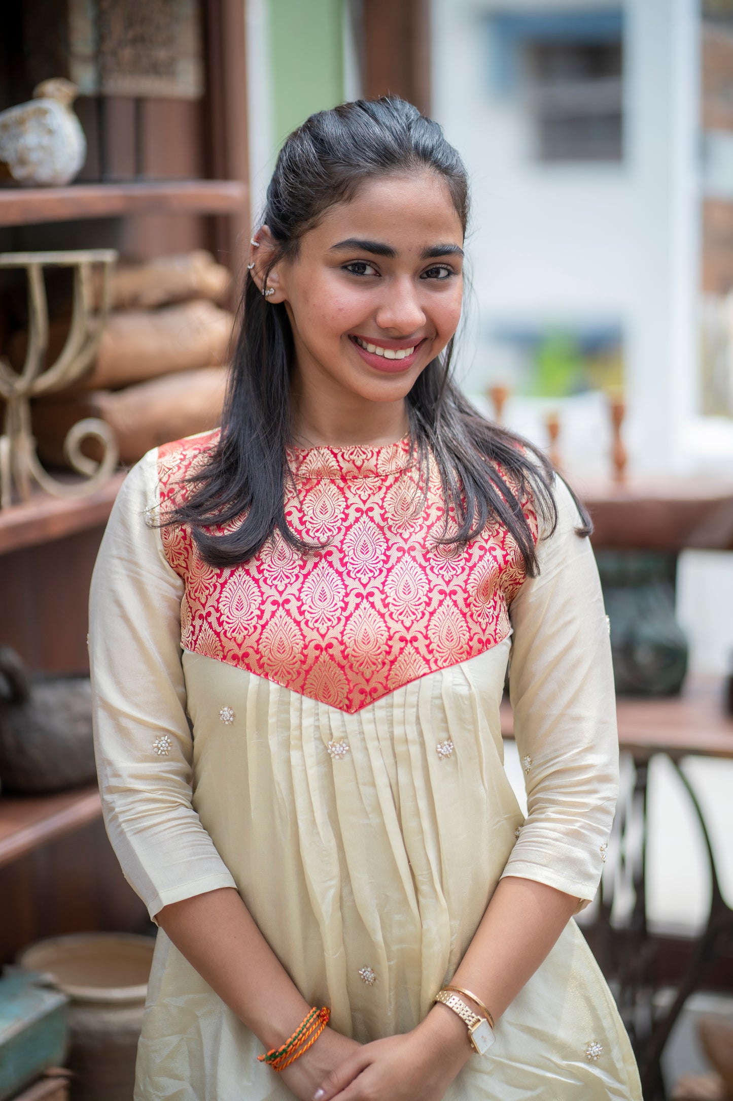 AL 503 Jimmichoo maxi with banaras patch with lining