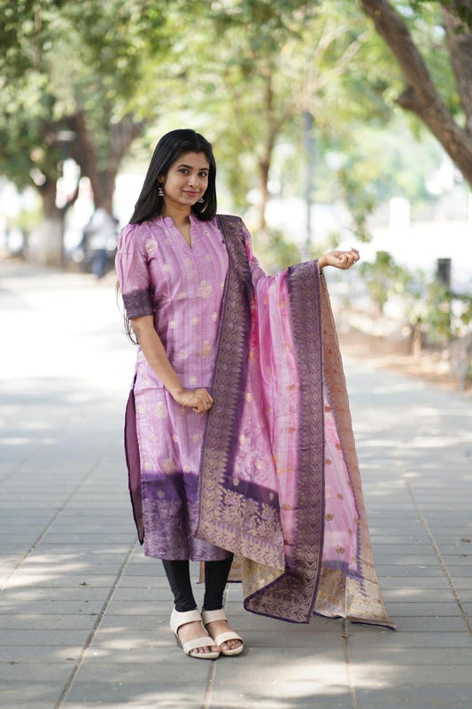AL 349 Chanderi kurti with duppatta