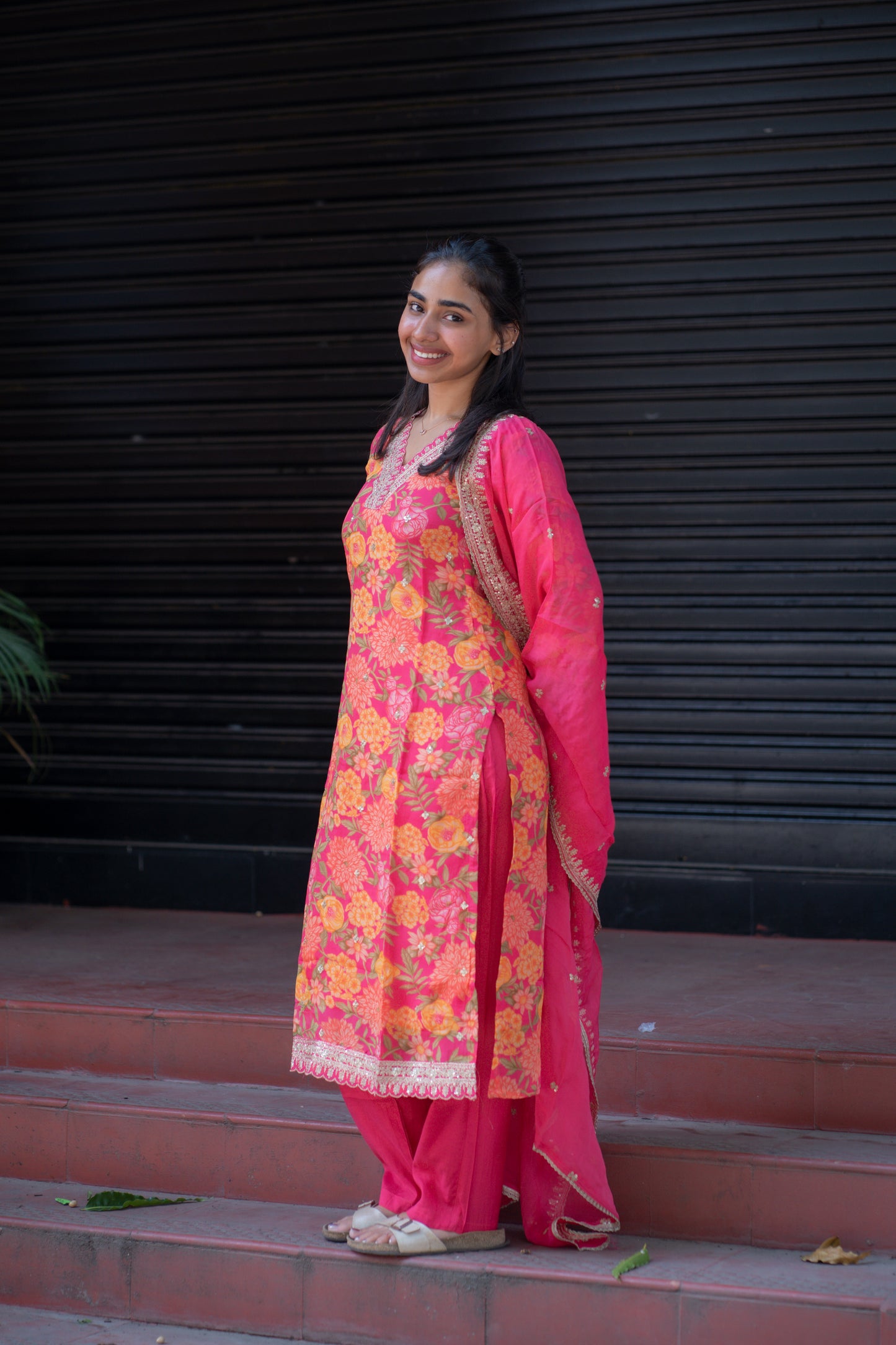 AL 488 Premium Chiffon suit with lace detailing (with lining)