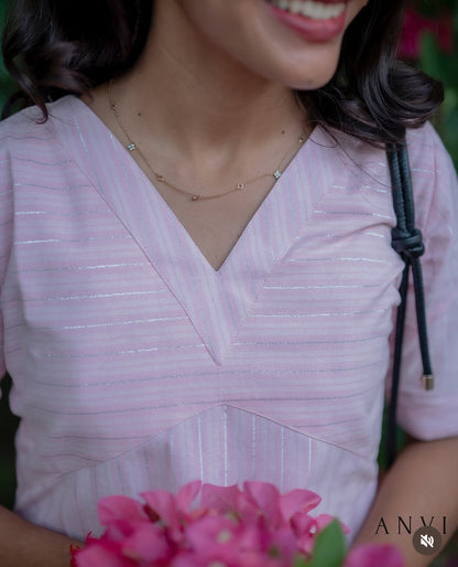 AL 599 Cotton co ords with zari lines (with lining)