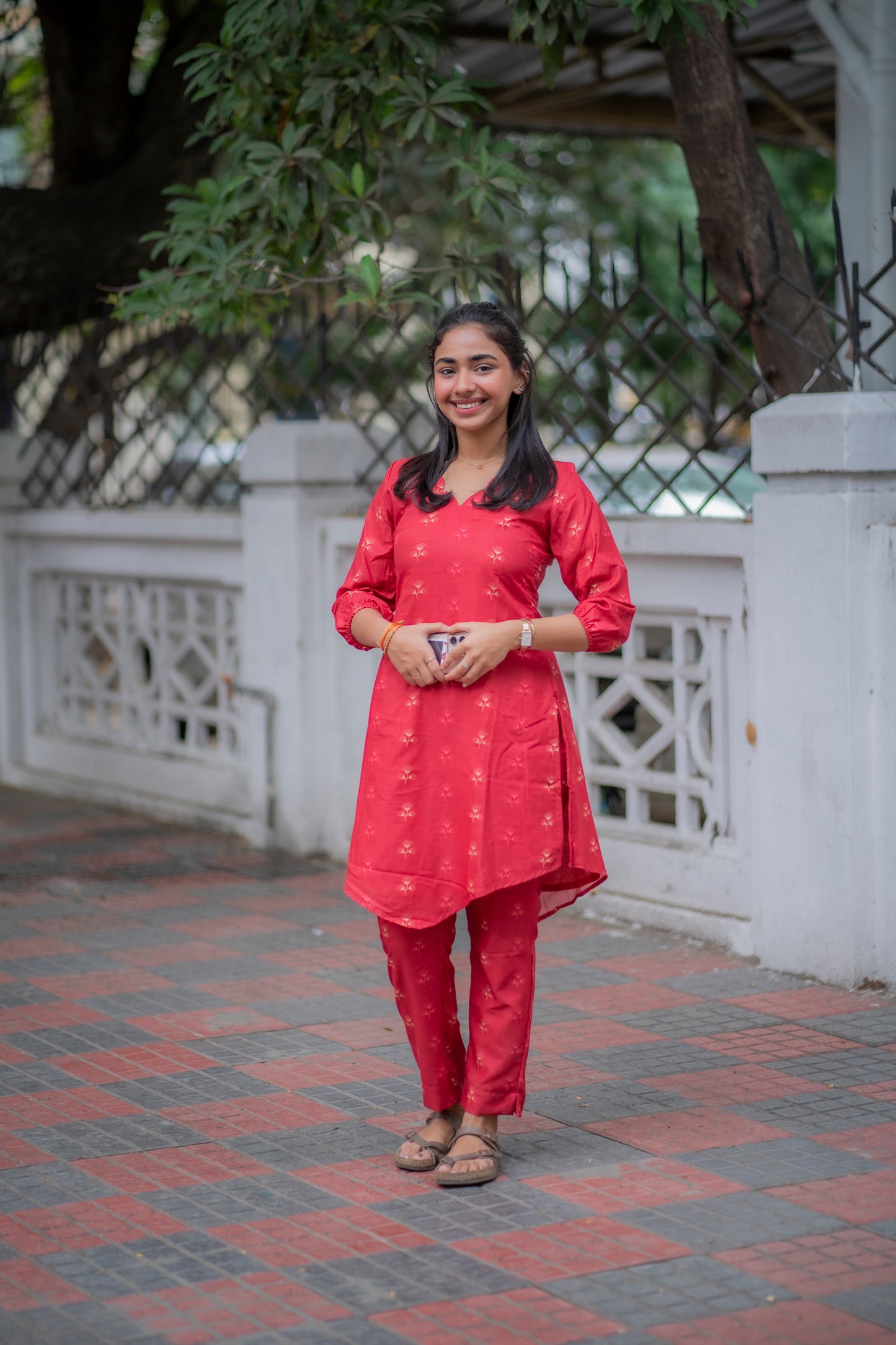 AL 502 Cambric cotton short co ords with lining