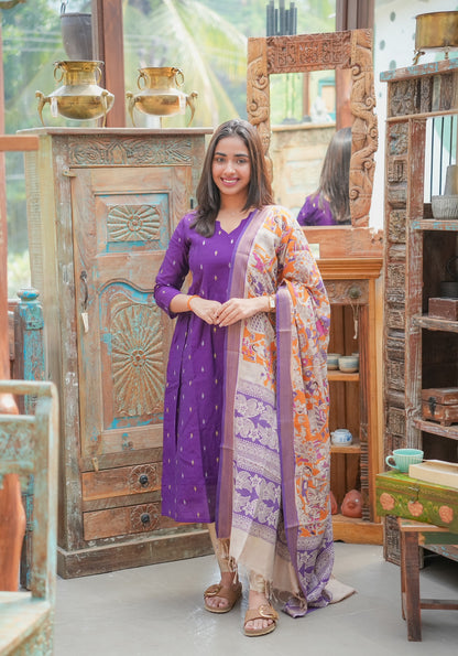 AL 545 Raw silk A line kurti with lining ( No dupatta )