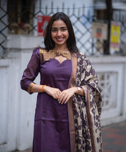 AL 541 Mangalagiri Kurti with nizam border dupatta (with lining)