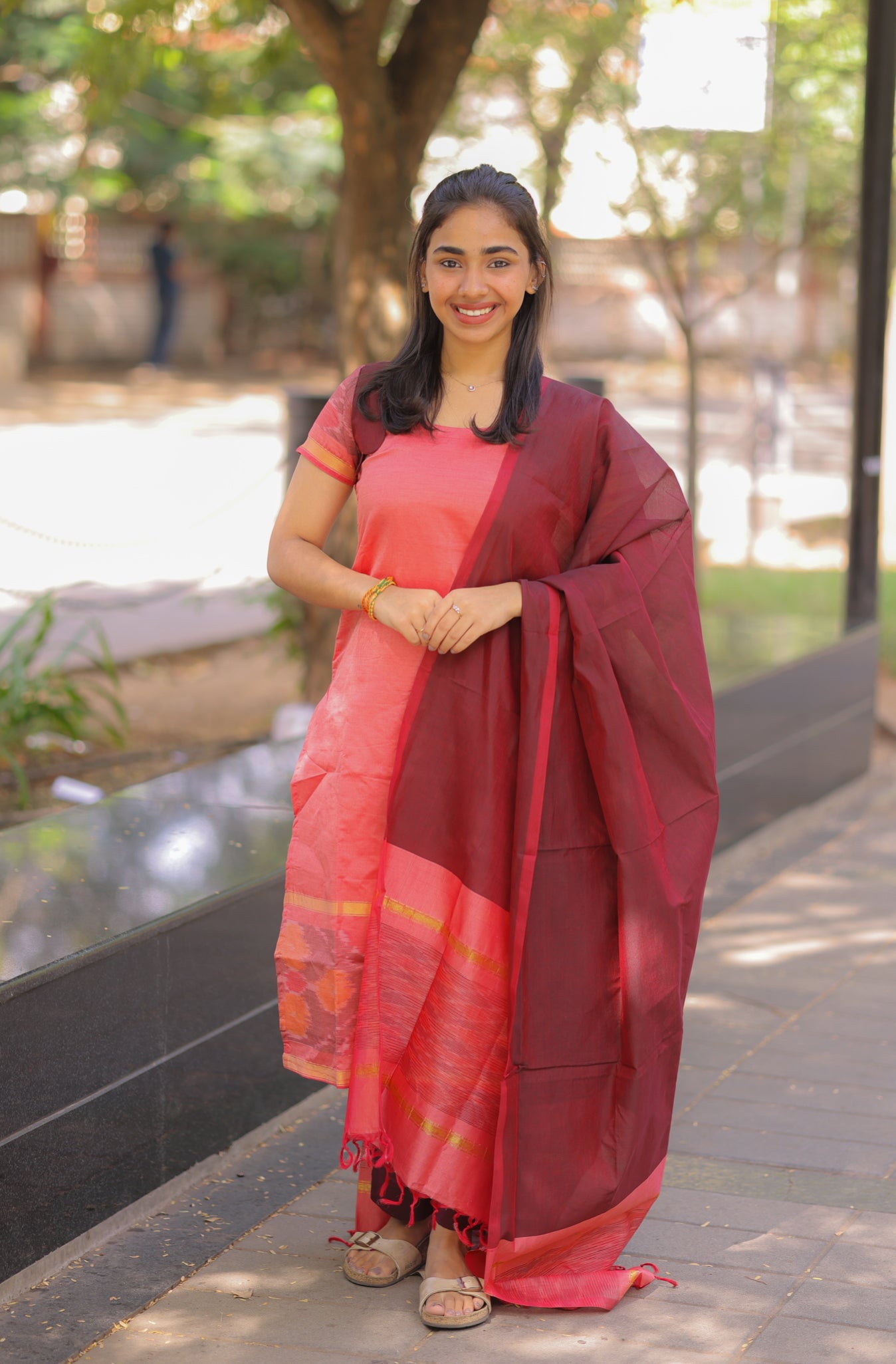 AL 491 Silk suit with ikkat border with lining