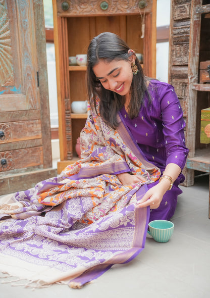 AL 545 Raw silk A line kurti with lining ( No dupatta )