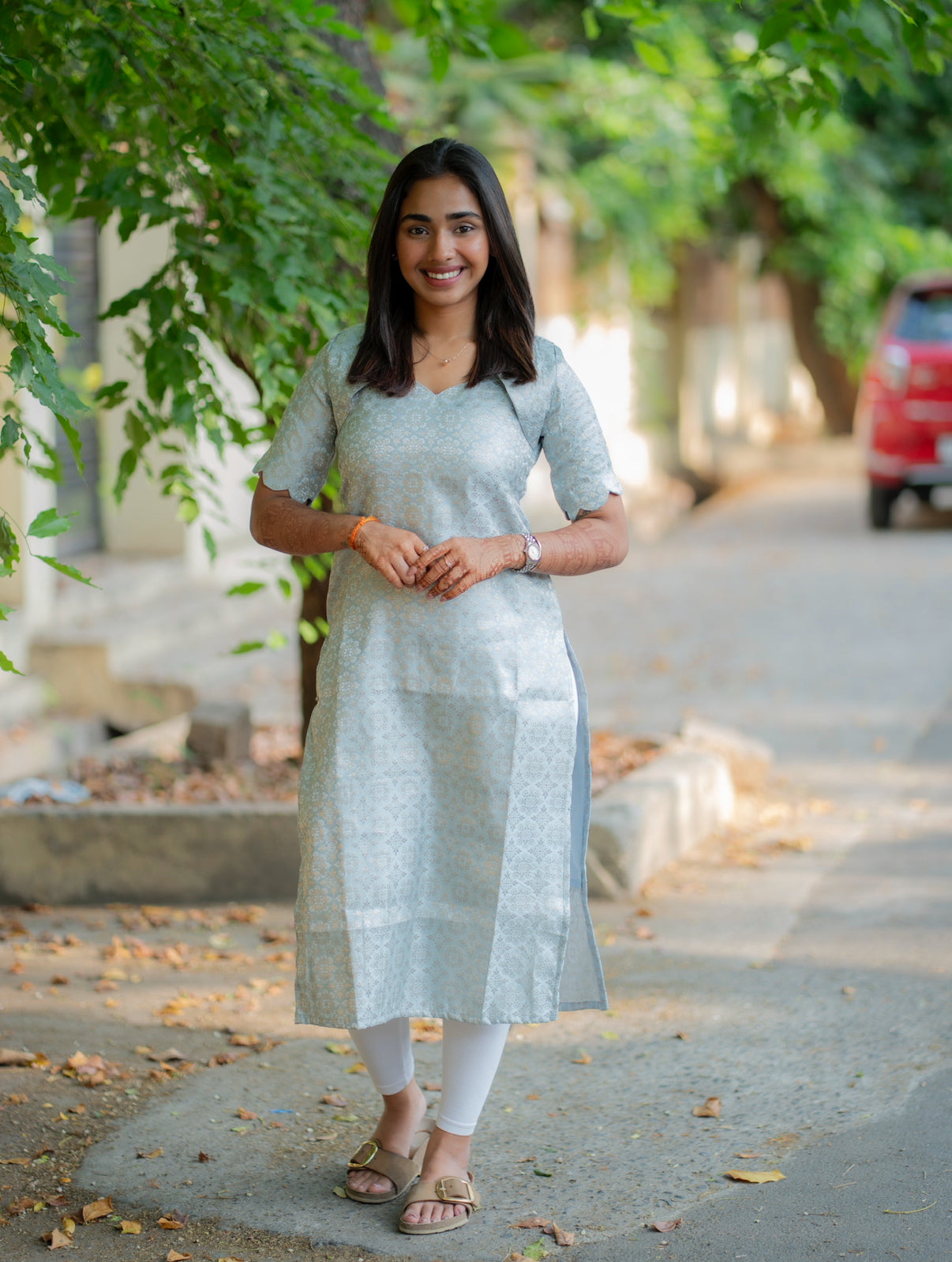 AL 566 Premium Banaras Kurti with scallop detailing (with lining)