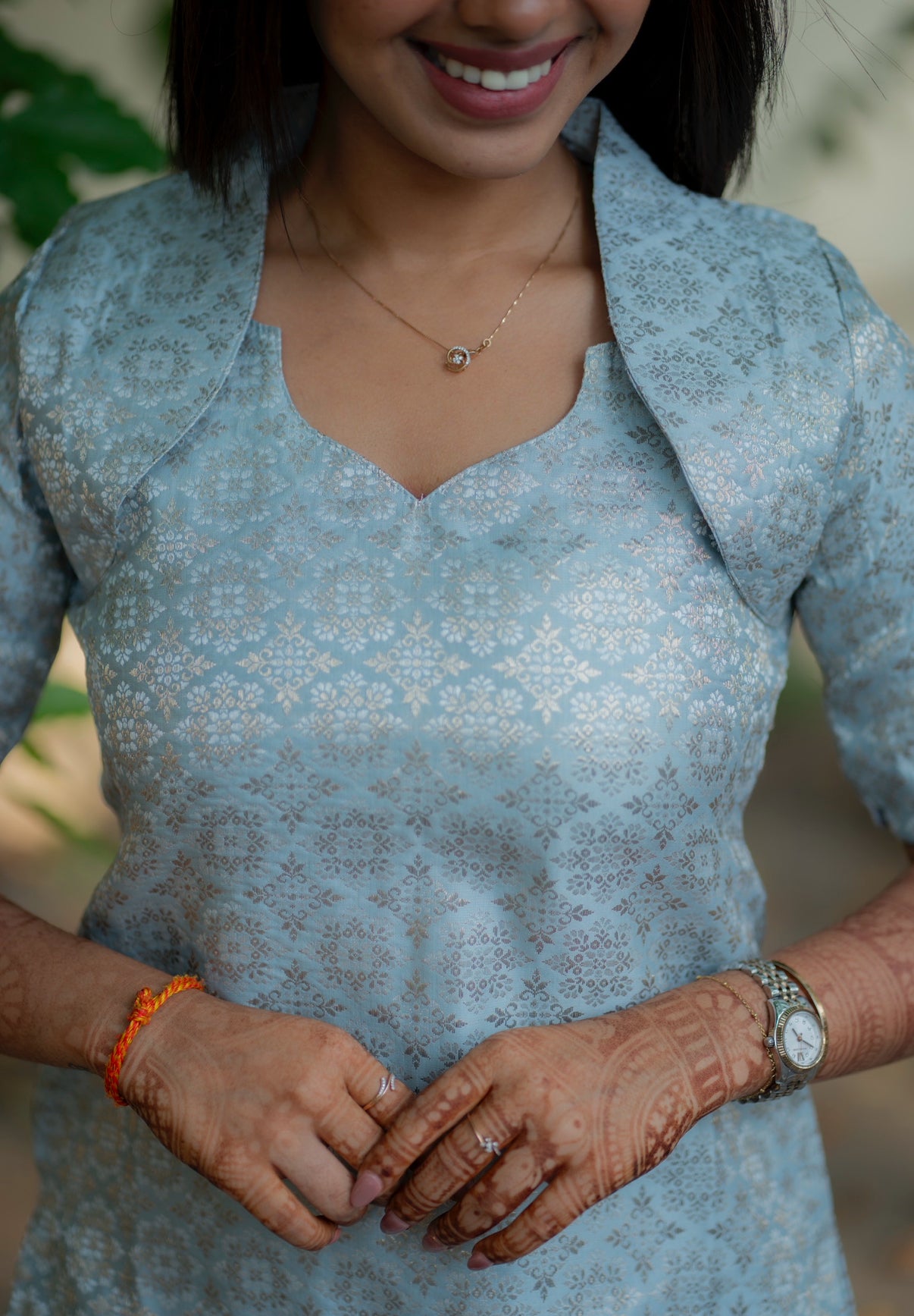 AL 566 Premium Banaras Kurti with scallop detailing (with lining)