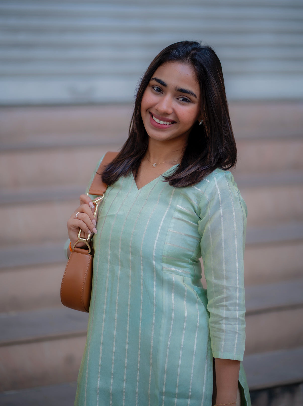 AL 567 Tissue Kurti with zari lines (with lining )
