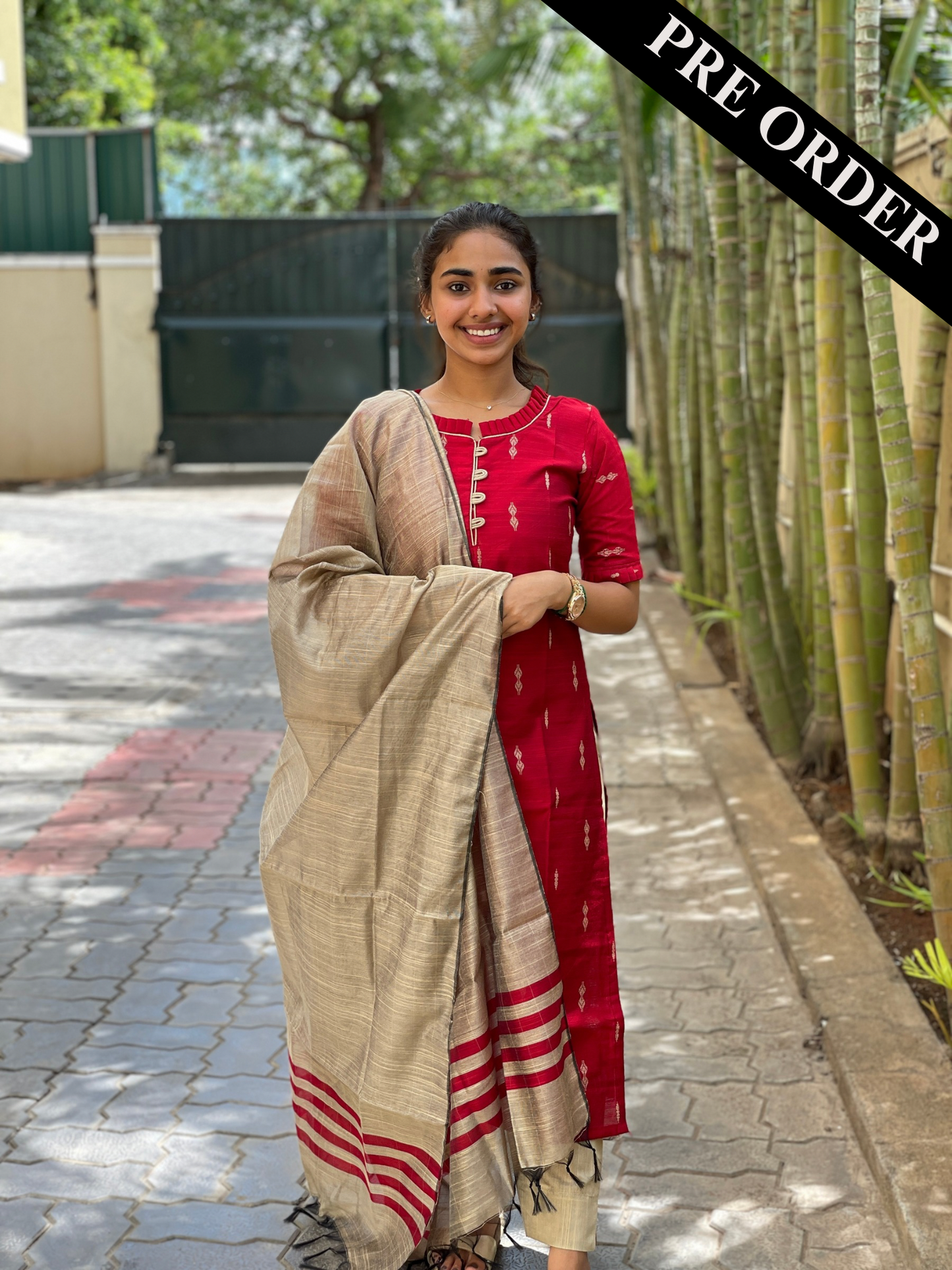 AL 271 Raw silk kurta set with dupatta