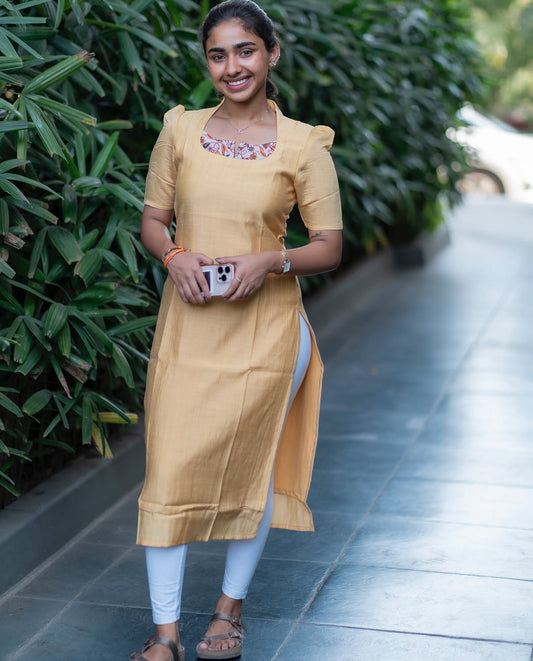 AL 596 Raw silk kurti with lining