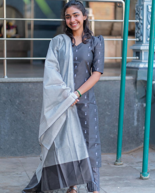 AL 598 Handloom cotton 3 piece set with lining