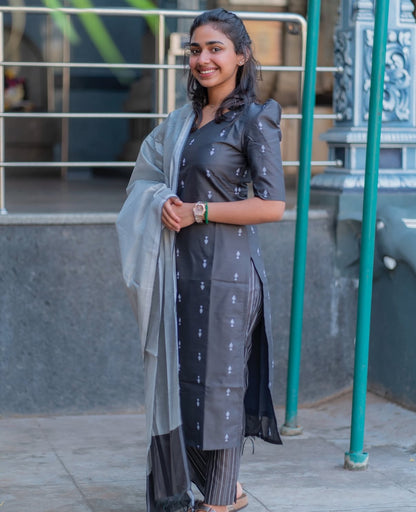 AL 598 Handloom cotton 3 piece set with lining