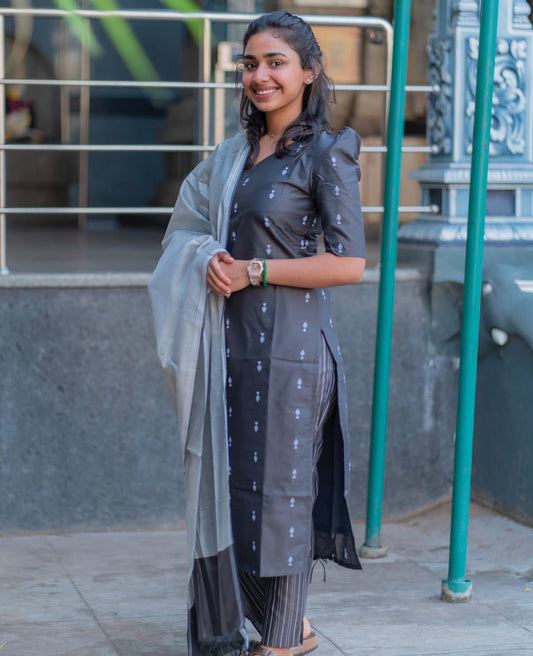AL 598 Handloom cotton 3 piece set with lining
