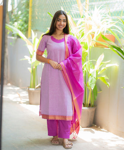 AL 574 Mangalagiri Kurta set with duppatta (with lining)