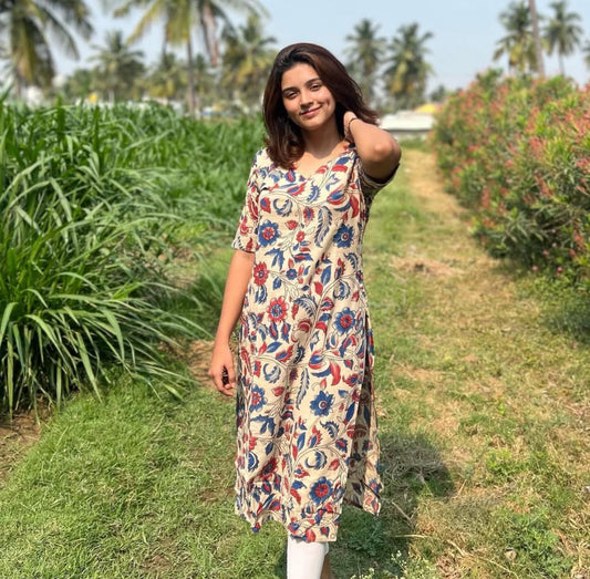 AL 57 Kalamkari Cotton Kurti without lining